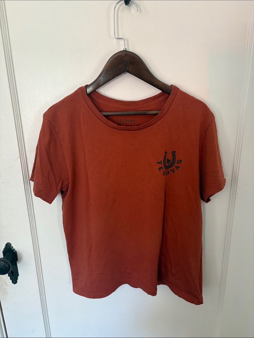 Tecovas Rust Orange Horseshoe Chest Logo Tee